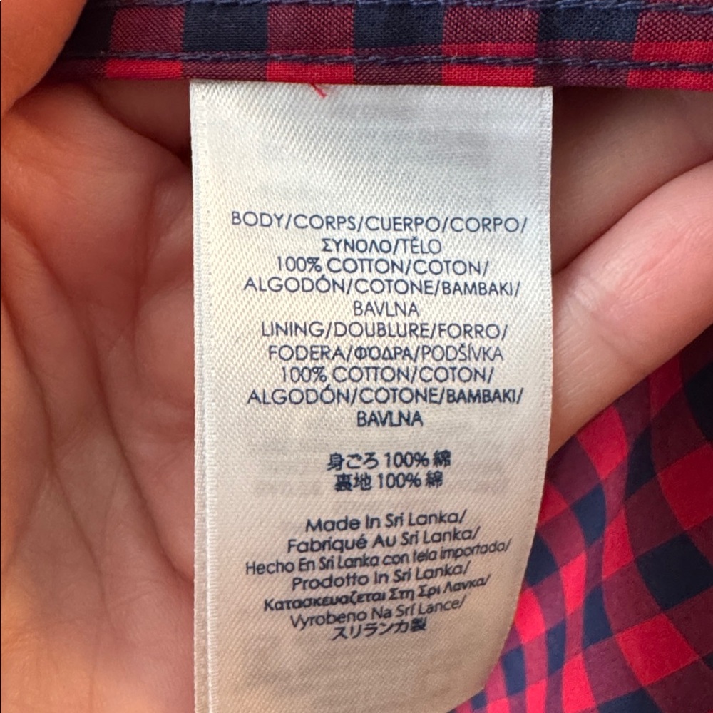 Ladies red/ navy buffalo check blouse - Picture 4 of 4